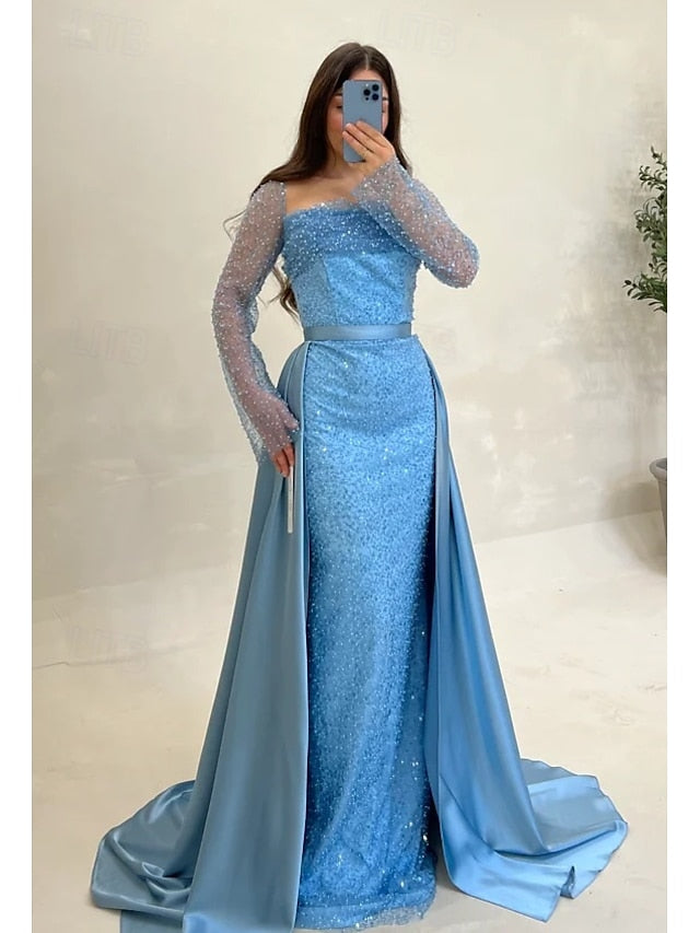 Evening Sequin Wedding A-Line Guest Formal Gown Elegant Dress FashionChic