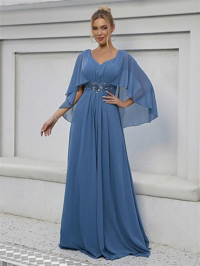 Mother V of Floor the Neck Bride Party Dress Elegant FashionChic