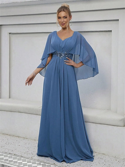 Mother V of Floor the Neck Bride Party Dress Elegant FashionChic