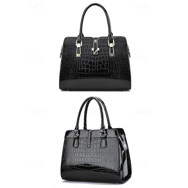 Faux - Croc Patent Women's Handbag Leather Burgundy FashionChic