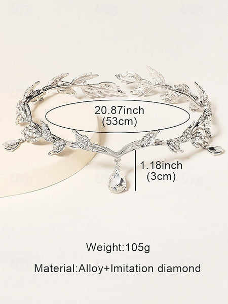 with Gold Vintage Drops Headpiece – Gemstone Blue Leaf FashionChic