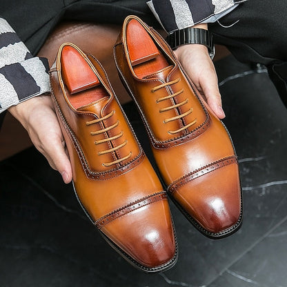Classic Oxford – Leather Brown Shoes Men's Faux Brogue FashionChic