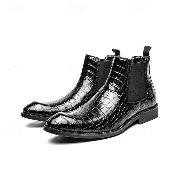 Boots – Chelsea Brown Men's Crocodile Pattern Slip-On FashionChic