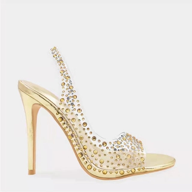 Heel Clear High Transparent – Women's Sandals Rhinestone FashionChic