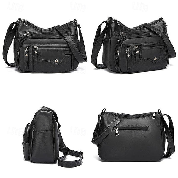 Leather Multiple Women's with Bag Quilted Crossbody Faux FashionChic