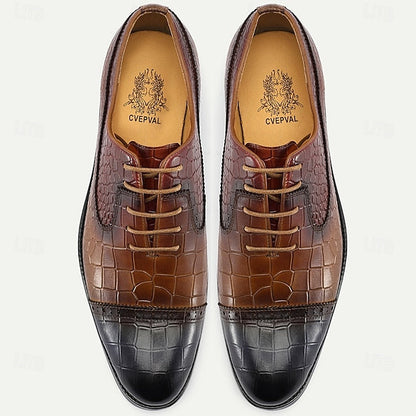 Oxford Genuine Leather – Crocodile Men’s Elegant Shoes Print FashionChic
