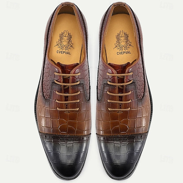 Oxford Genuine Leather – Crocodile Men’s Elegant Shoes Print FashionChic