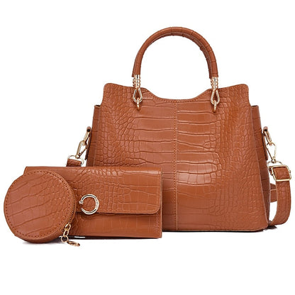 Set Leather Purse Going Bag PU Pcs Office 3 Women's out FashionChic