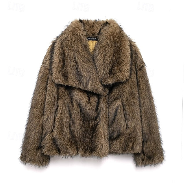 Fur Comfortable Women's Warm Coat Pocket Faux Furs FashionChic