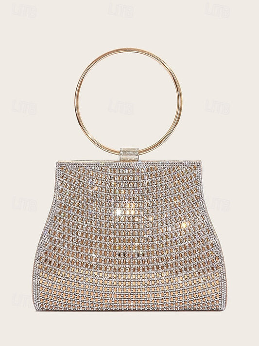 Crystal Ring Handle Evening Elegant Gold – with Clutch FashionChic