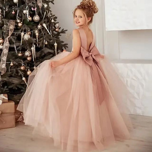 Girls' Party Solid Dress Color Flower Girl Kids FashionChic