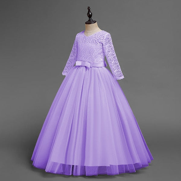 Girls' Flower Sleeve Kids Half Dress Girl Wedding FashionChic