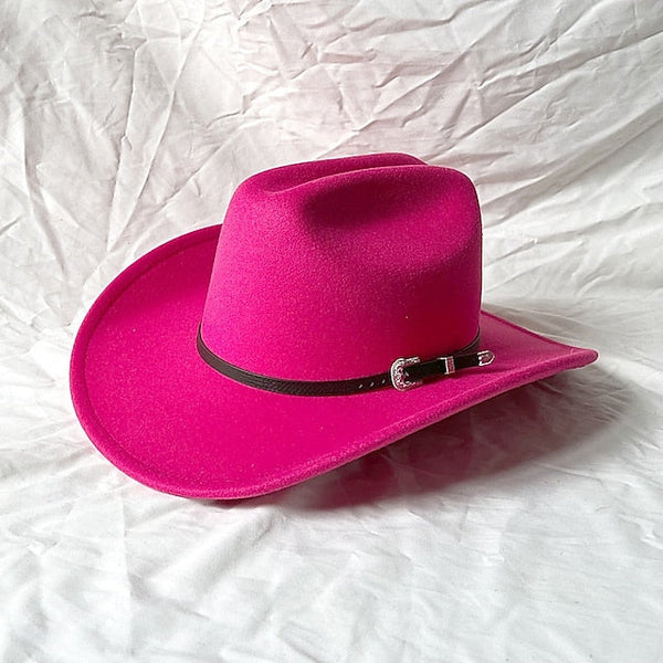 Western Men's Woolen Cowboy Hat Metal Buckle Vintage Knight FashionChic