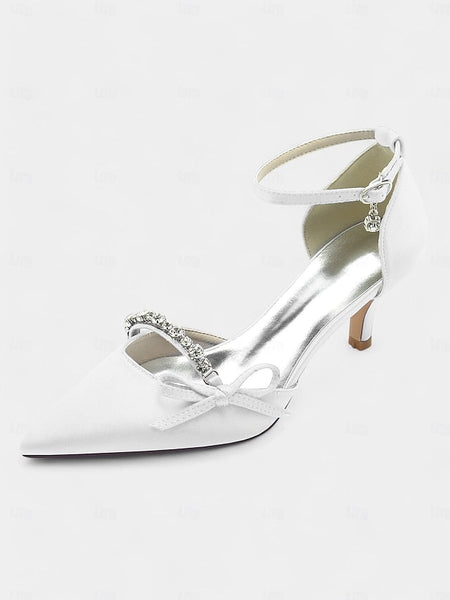 Pointed-Toe Wedding – Shoes Heel Elegant Kitten Women for FashionChic