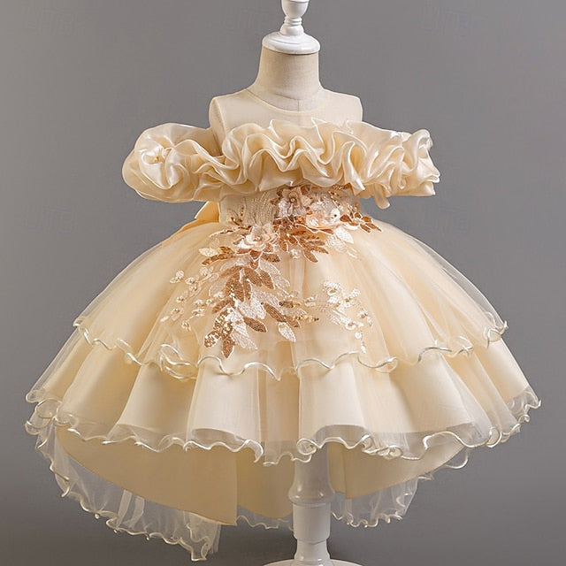 Floral Party Girls' Dress Flower Kids Wedding Short Sleeve FashionChic