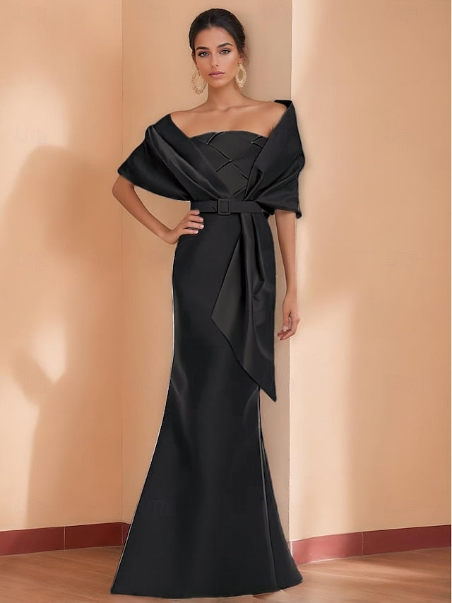 Black Evening Mermaid Gown / Elegant Formal Dress Trumpet FashionChic
