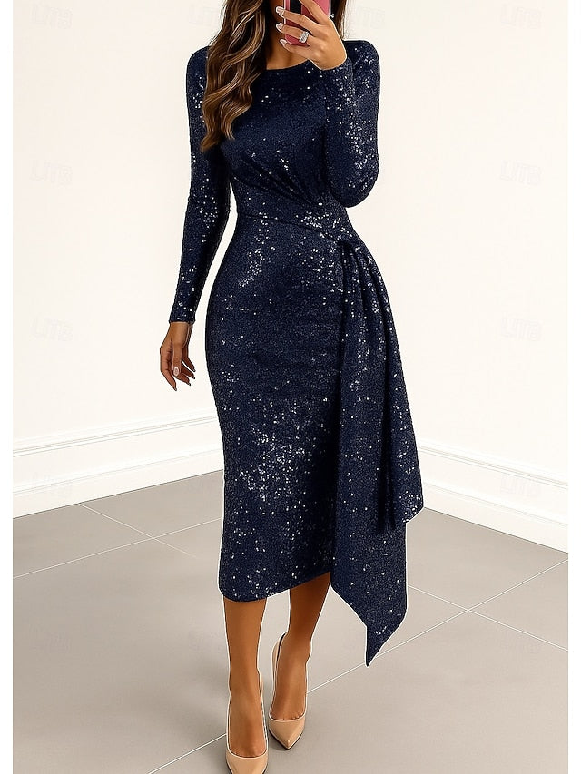 Sequined Black Red Cocktail Dresses Dress Formal Elegant Column FashionChic