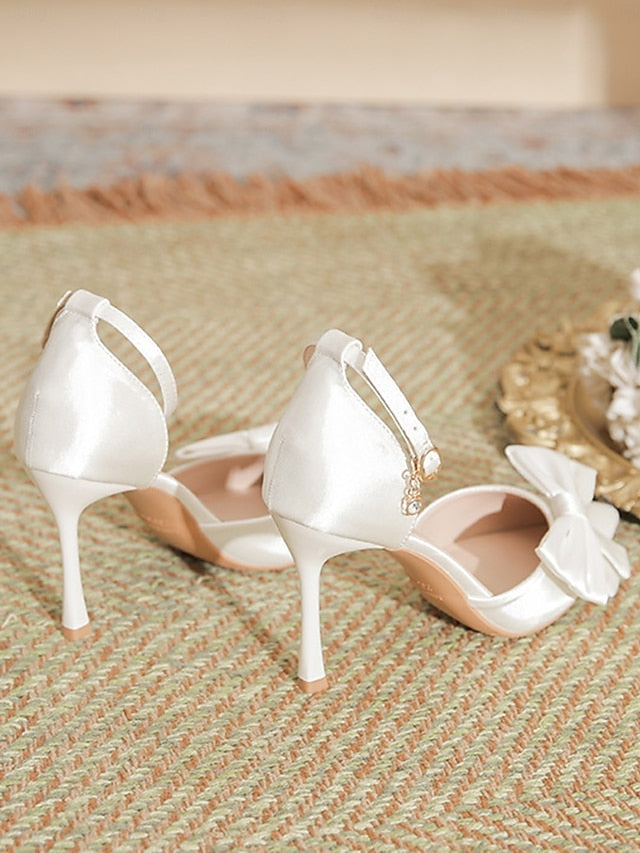 Ankle Strap – Champagne Pointed Pumps Women's Classy Bow FashionChic