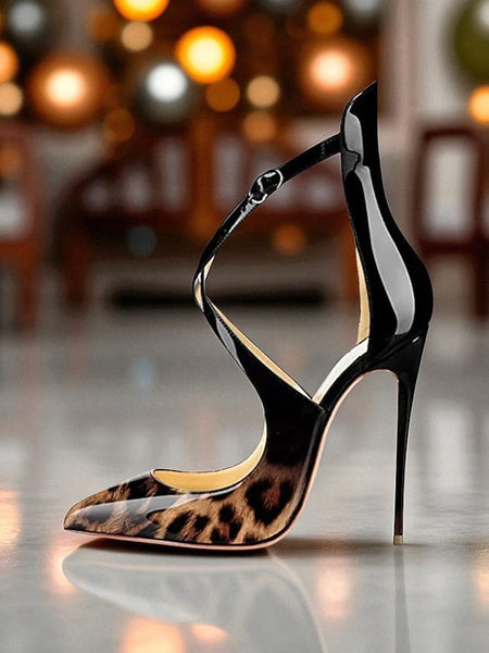 - Women's Leather Heels Purple Stiletto Strappy Patent FashionChic