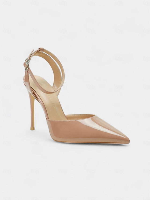 Slingback Stiletto Heels Women's - Patent Leather Nude FashionChic