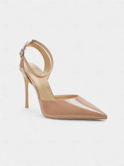 Slingback Stiletto Heels Women's - Patent Leather Nude FashionChic