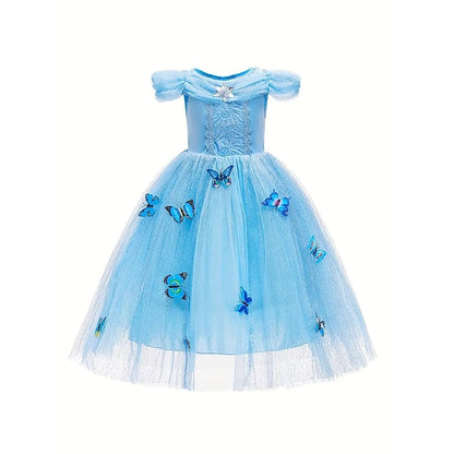 Dress Elsa Tulle Party Flower Princess Frozen Costume Girl Theme FashionChic