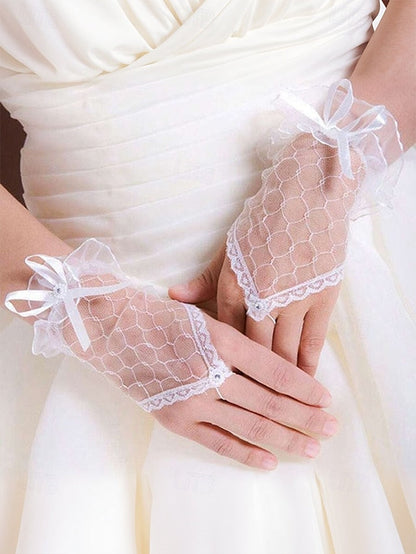 Fingerless Gloves – Lace Bridal Wedding Elegant White FashionChic