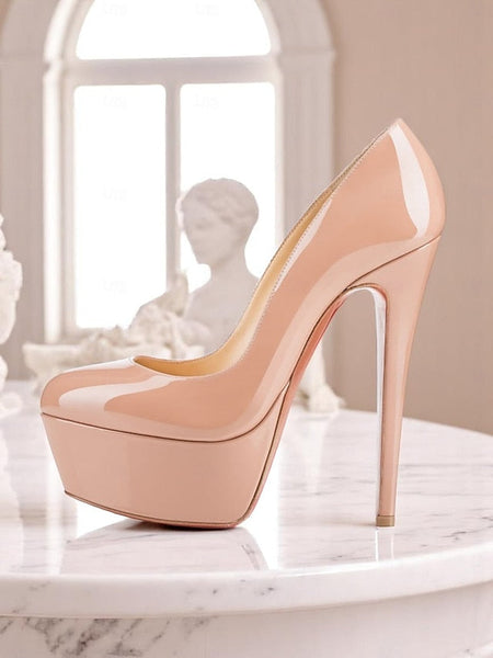 Platform Black Women's Pointed-Toe and with Heels Patent FashionChic