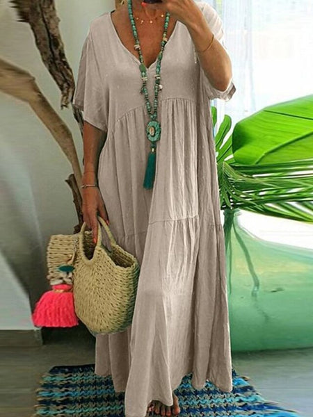 Women's ArmyGreen Orange khaki Summer Maxi Dress Cotton
