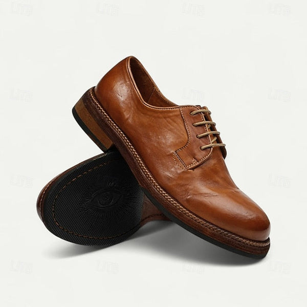 Shoes Welt Derby with Goodyear Leather Tan and Men's Clean FashionChic