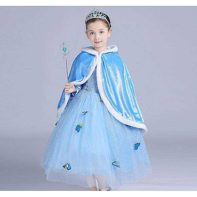 Dress Tulle Crown Princess Cape Set Cloak Hooded Elsa With FashionChic