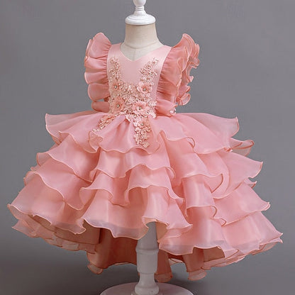 Asymmetrical Party Floral Dress Girls' Kids FashionChic