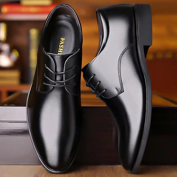 Black Derby Shoes Lace-Up Classic Formal – Men's Glossy FashionChic