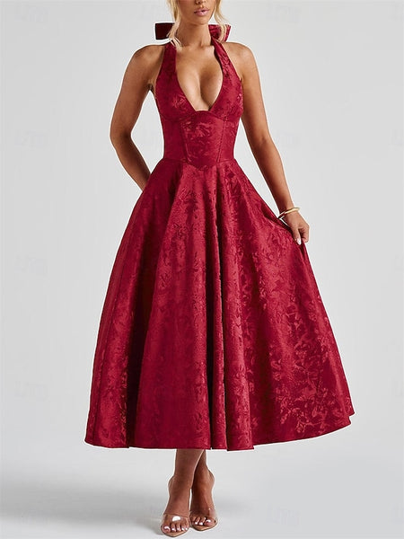 A-LineDress Jacquard Dress Semi Formal Cocktail Dress Wedding