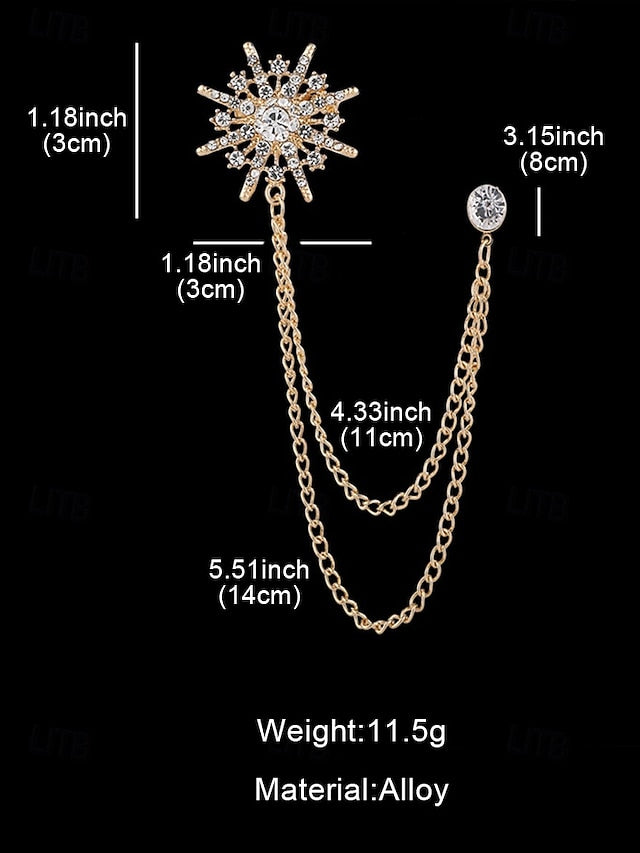 Gold Elegant Lapel Stylish Chains with Pin Crystal – Star FashionChic
