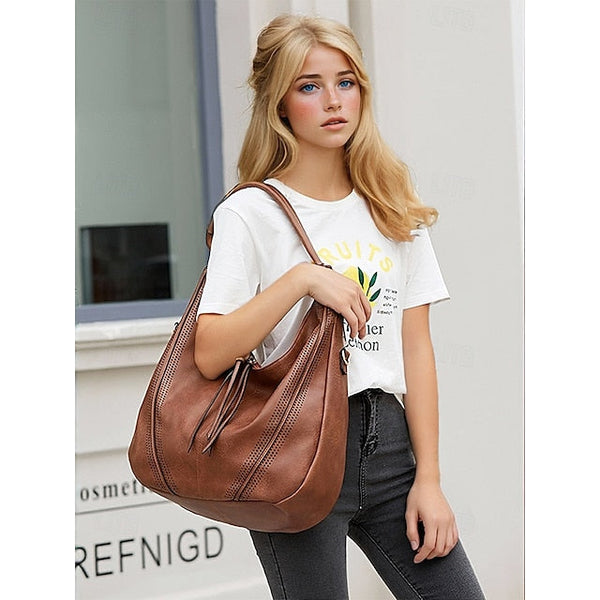 Set Women's Leather Bag Hobo with Matching Wallet Faux FashionChic