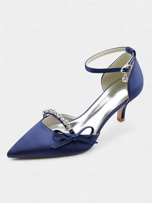 Pointed-Toe Wedding – Shoes Heel Elegant Kitten Women for FashionChic