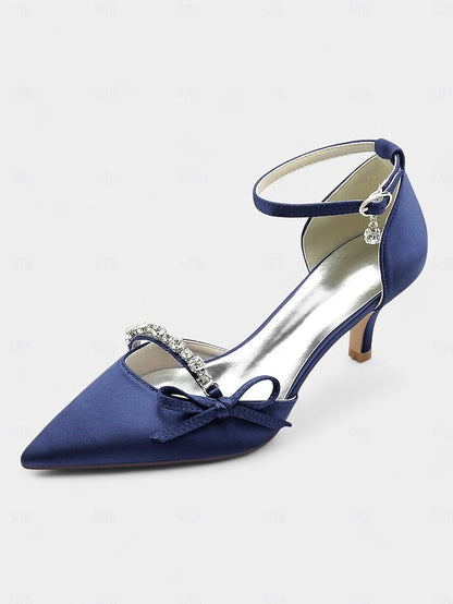Pointed-Toe Wedding – Shoes Heel Elegant Kitten Women for FashionChic
