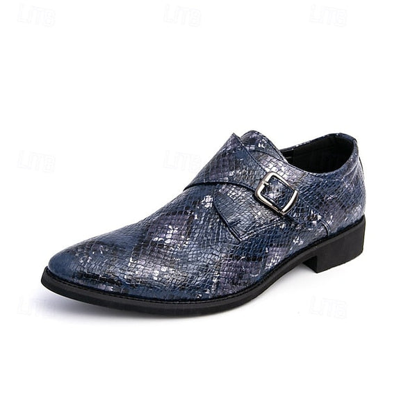 Formal Brown Print Snake Shoes Strap Monk Men Classic – for FashionChic