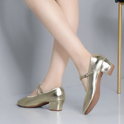 Dance Jane Low Women's Gold Mary with Shoes Heel Buckle FashionChic