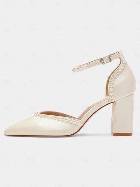 Heels Pearl-Embellished Women's Wedding Elegant FashionChic