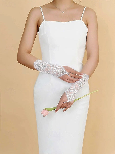 Bridal Pearls with Lace Wedding Gloves Accessories Elegant – FashionChic