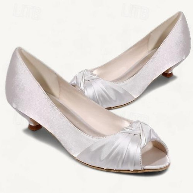Kitten Satin Elegant Peep-Toe Heels Women's Pink - Blush FashionChic