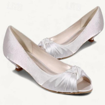 Kitten Satin Elegant Peep-Toe Heels Women's Pink - Blush FashionChic
