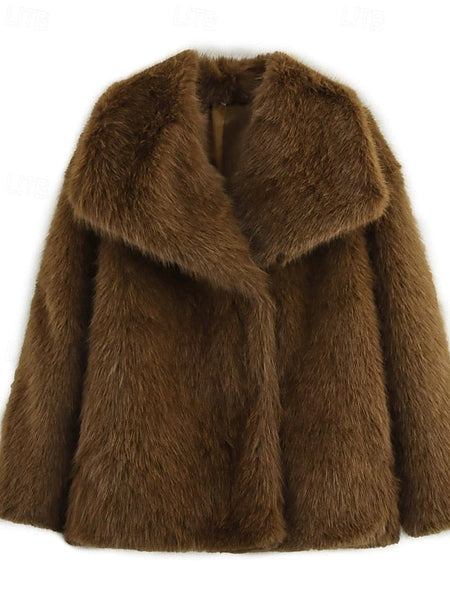 Coat Leathers Warm Comfortable Furs Fur Faux Women's FashionChic