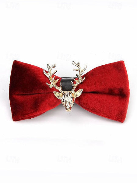 Bow Gold Men's Velvet Pin with Tie Head Deer FashionChic