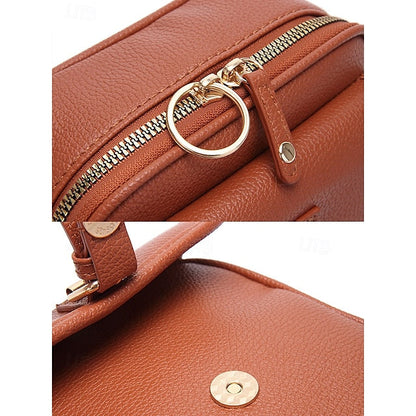 Bag Front Brown with Faux Vintage Leather Women's Crossbody FashionChic