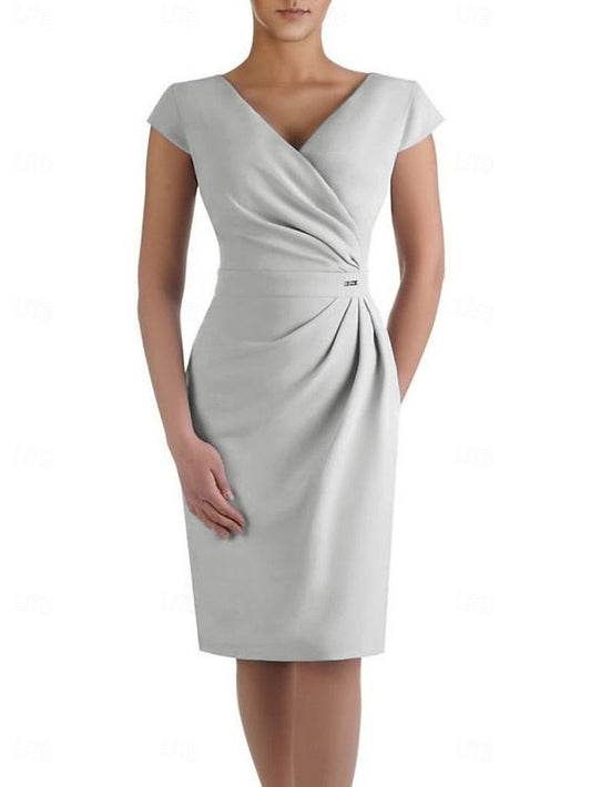 of the Guest Bride Mother Neck Elegant Dress Sheath V Wedding FashionChic