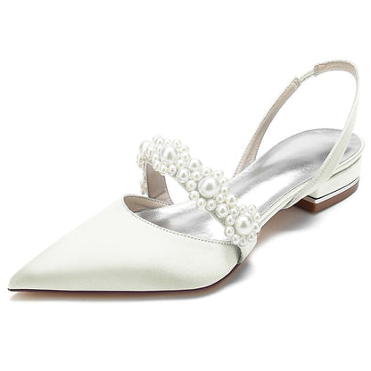 Dress Pearl White Elegant Satin with Women's Shoes FashionChic