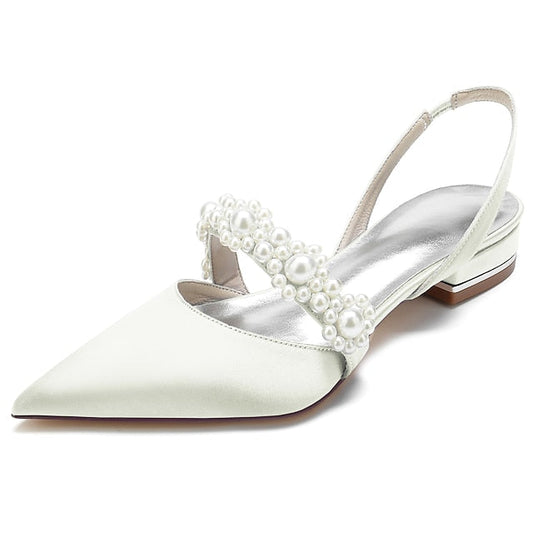Dress Pearl White Elegant Satin with Women's Shoes FashionChic